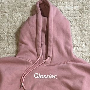Glossier Pink Hoodie Sweatshirt Size XL